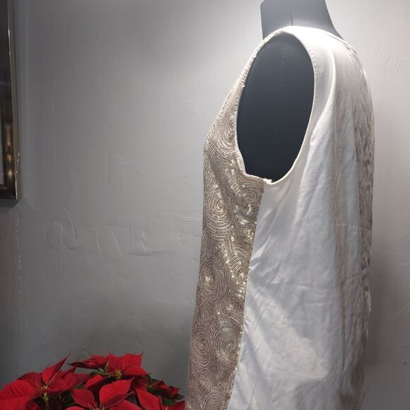 Coldwater Creek Gold sequin tank top - Picture 2 of 5